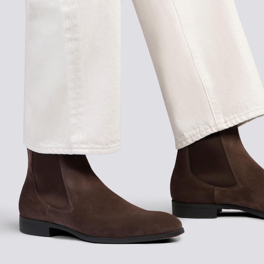 Santoni Stivaletto chelsea da uomo in suede marrone Online