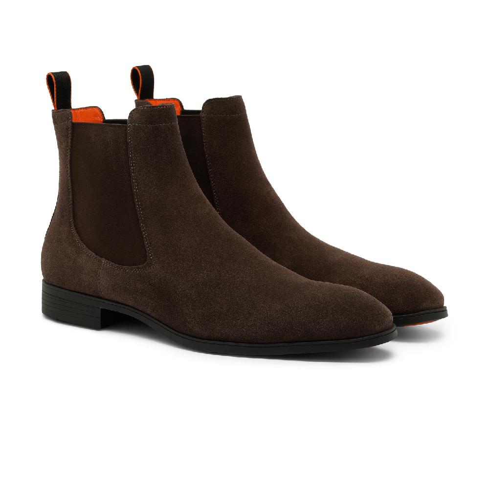 Santoni Stivaletto chelsea da uomo in suede marrone Online