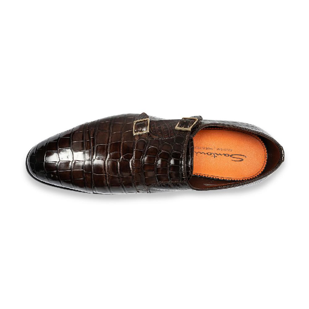 Santoni Doppia fibbia da uomo in alligatore testa di moro Offerte