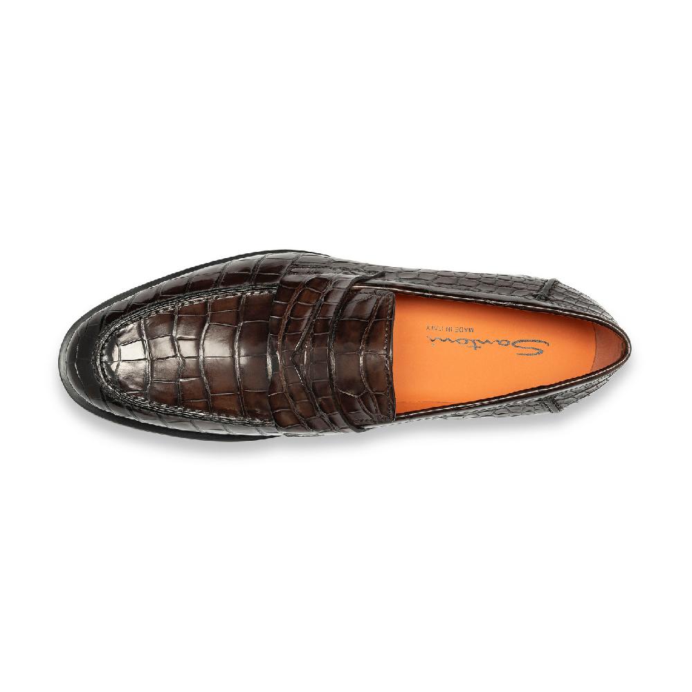 Santoni Mocassino penny da uomo in alligatore testa di moro Hotsell