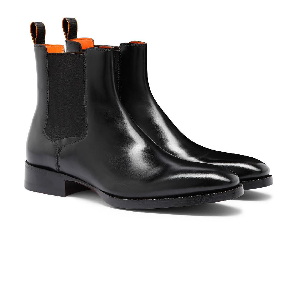 Santoni Stivaletto chelsea da uomo in pelle anticata nera Flash Sale