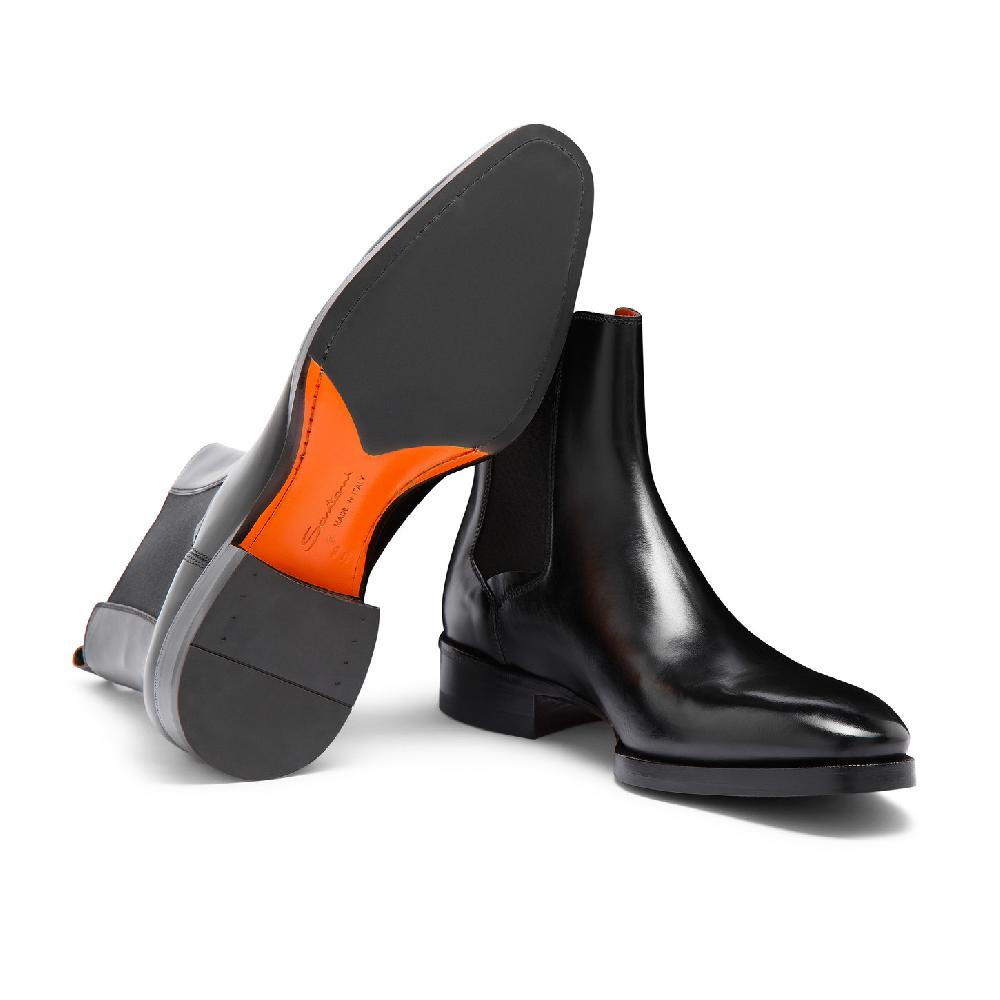 Santoni Stivaletto chelsea da uomo in pelle anticata nera Flash Sale