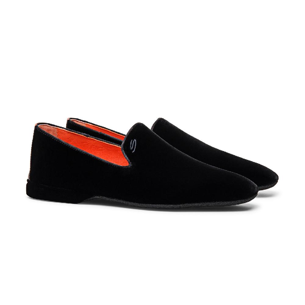 Santoni Pantofola da uomo in velluto nero I Più Venduti