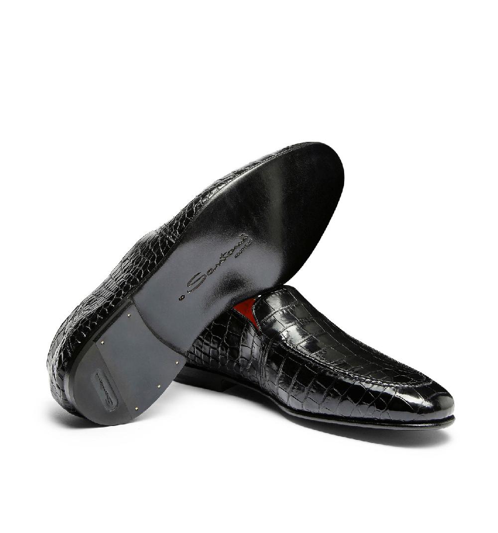 Santoni Mocassino da uomo in alligatore grigio Negozio