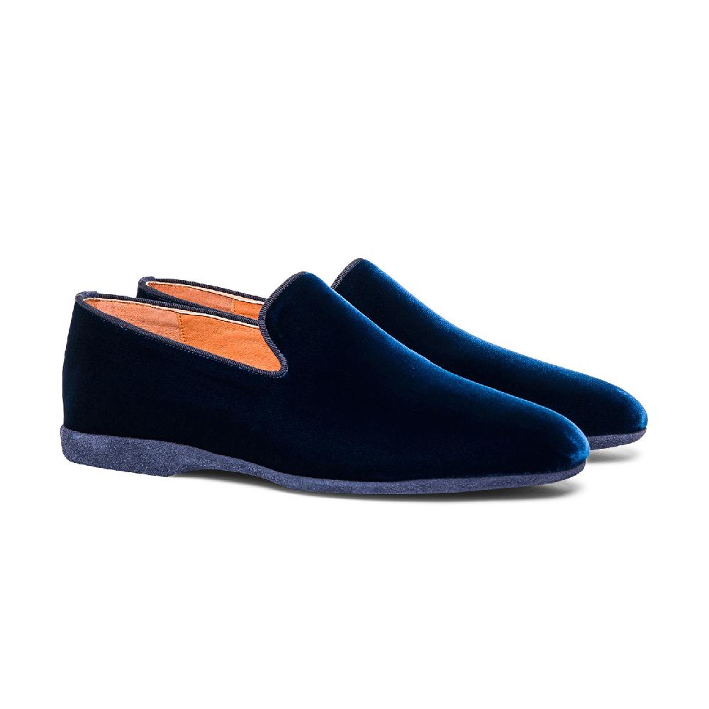 Santoni Pantofola da uomo in velluto blu Moda