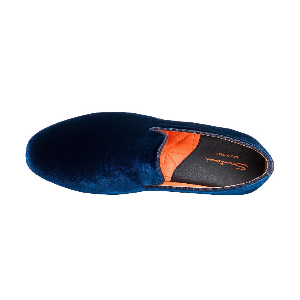 Santoni Pantofola da uomo in velluto blu Moda