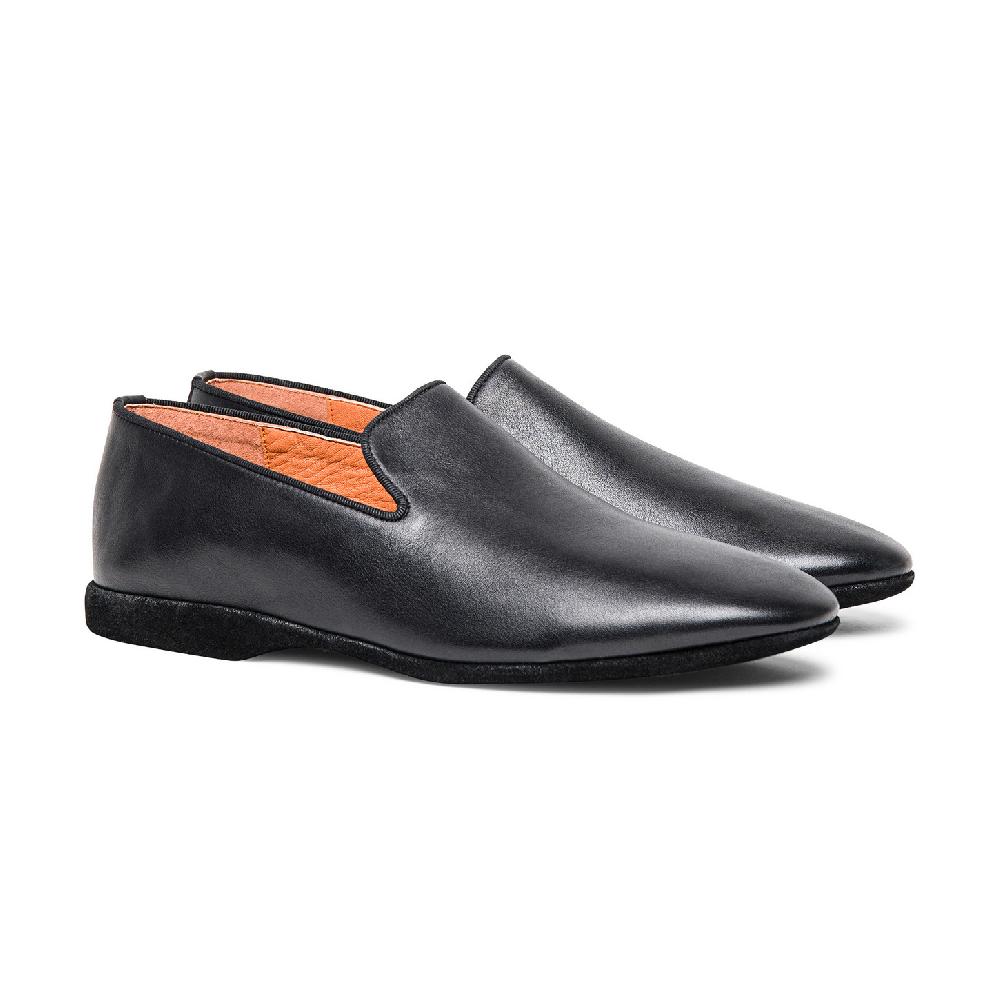 Santoni Pantofola da uomo in pelle nera Italia