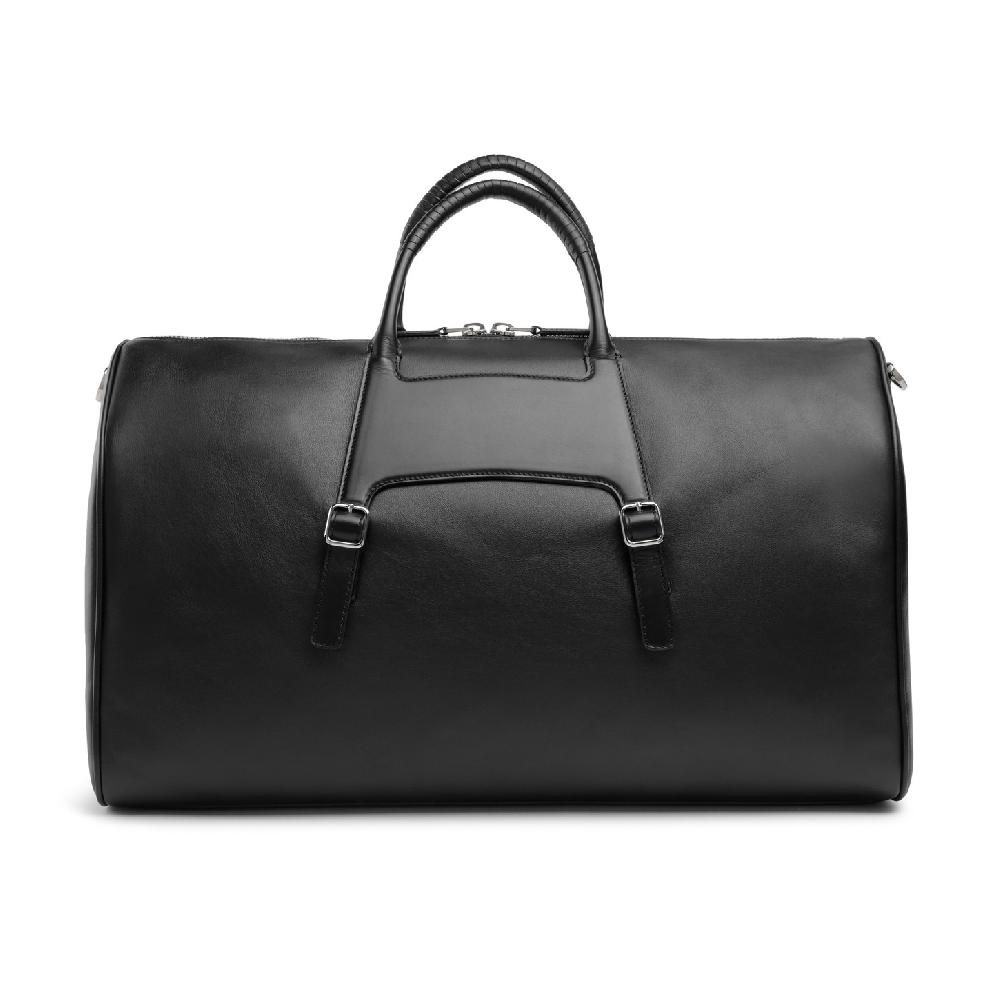 Santoni Borsa da viaggio in pelle nera In Linea