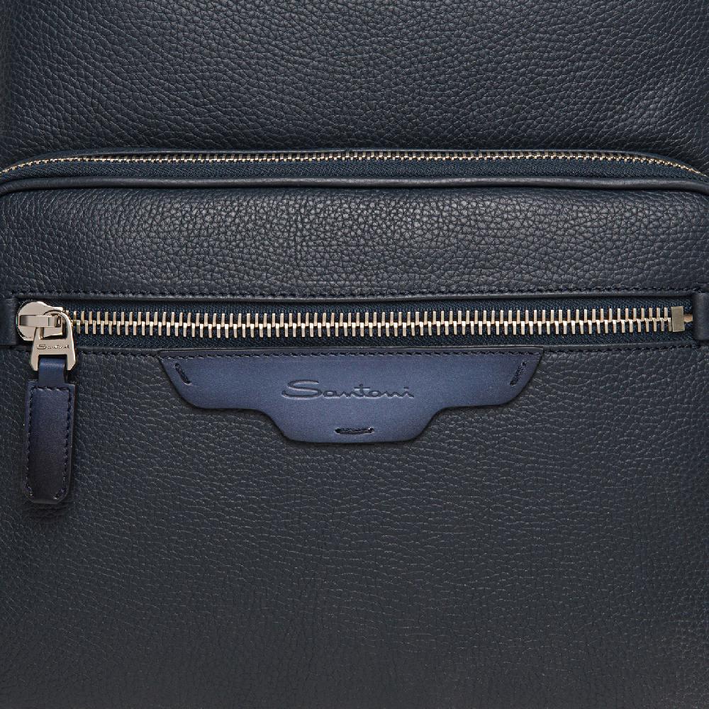 Santoni Zaino in pelle bottalata blu Vendita
