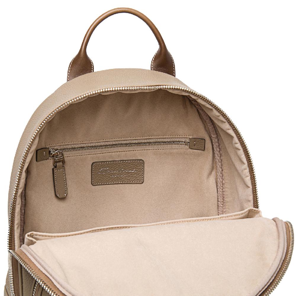 Santoni Zaino in pelle bottalata beige Promozione