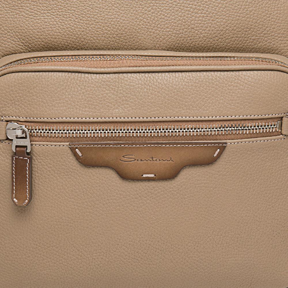 Santoni Zaino in pelle bottalata beige Promozione