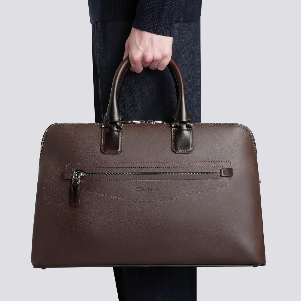Santoni Borsa porta pc in pelle marrone Qualità Garantita