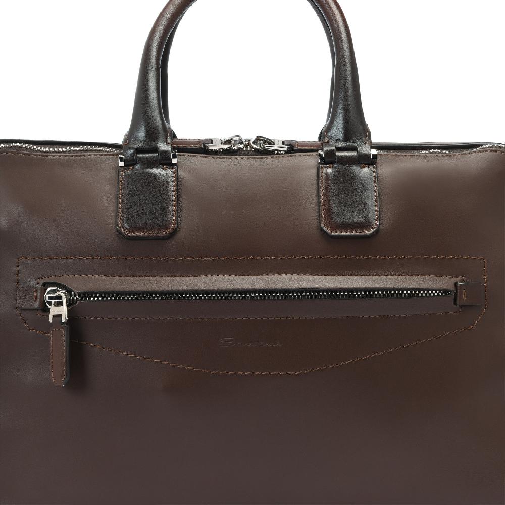 Santoni Borsa porta pc in pelle marrone Qualità Garantita