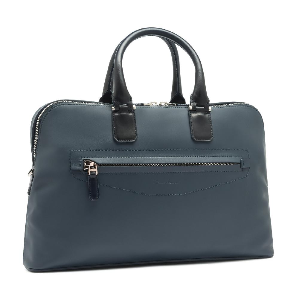 Santoni Borsa porta pc in pelle blu Negozi Online