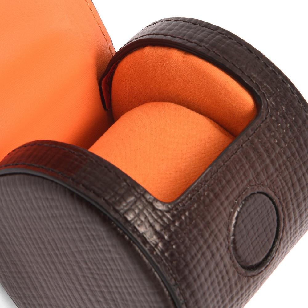 Santoni Custodia portaorologi piccola in pelle stampata marrone Acquista Ora