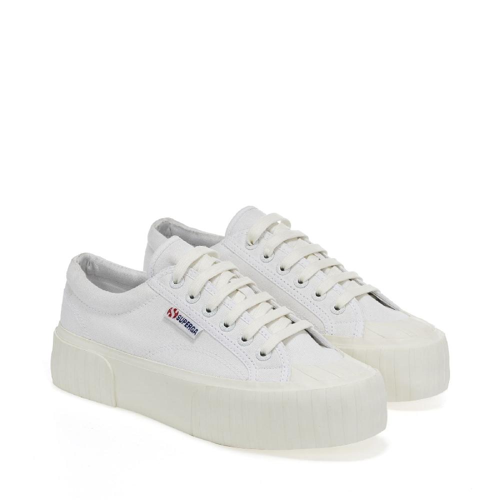 Superga 2631 STRIPE PLATFORMWHITE-WHITE AVORIO Offerta