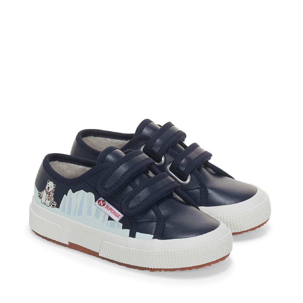 Superga 2750 KIDS STRAPS VEGAN MATERIAL POLAR BEARBLUE NAVY-POLAR BEAR In Saldo
