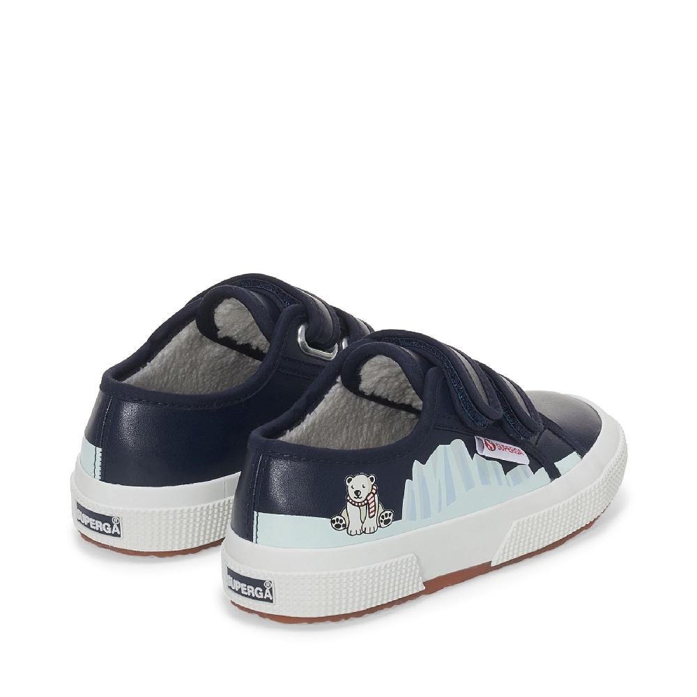 Superga 2750 KIDS STRAPS VEGAN MATERIAL POLAR BEARBLUE NAVY-POLAR BEAR In Saldo