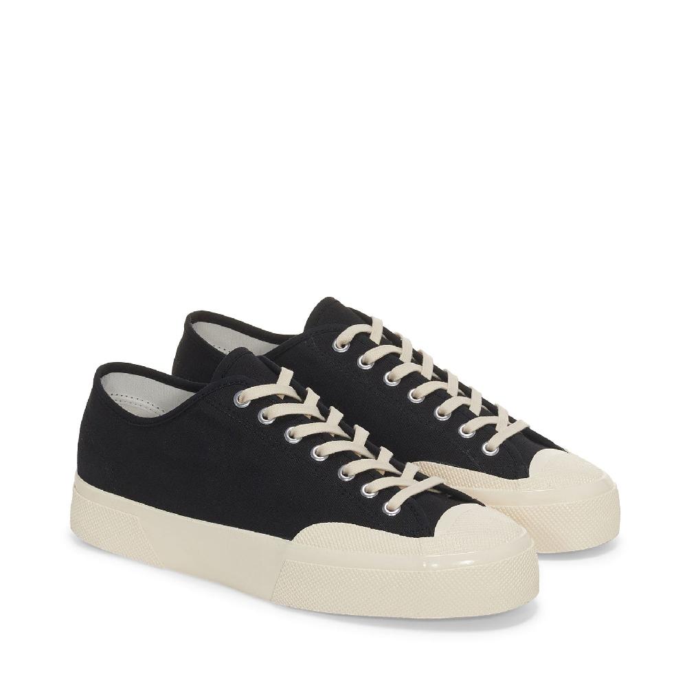 Superga 2432 WORKS LOW CUT COTTON CANVASBLACK-OFF WHITE Spedizione Gratuita
