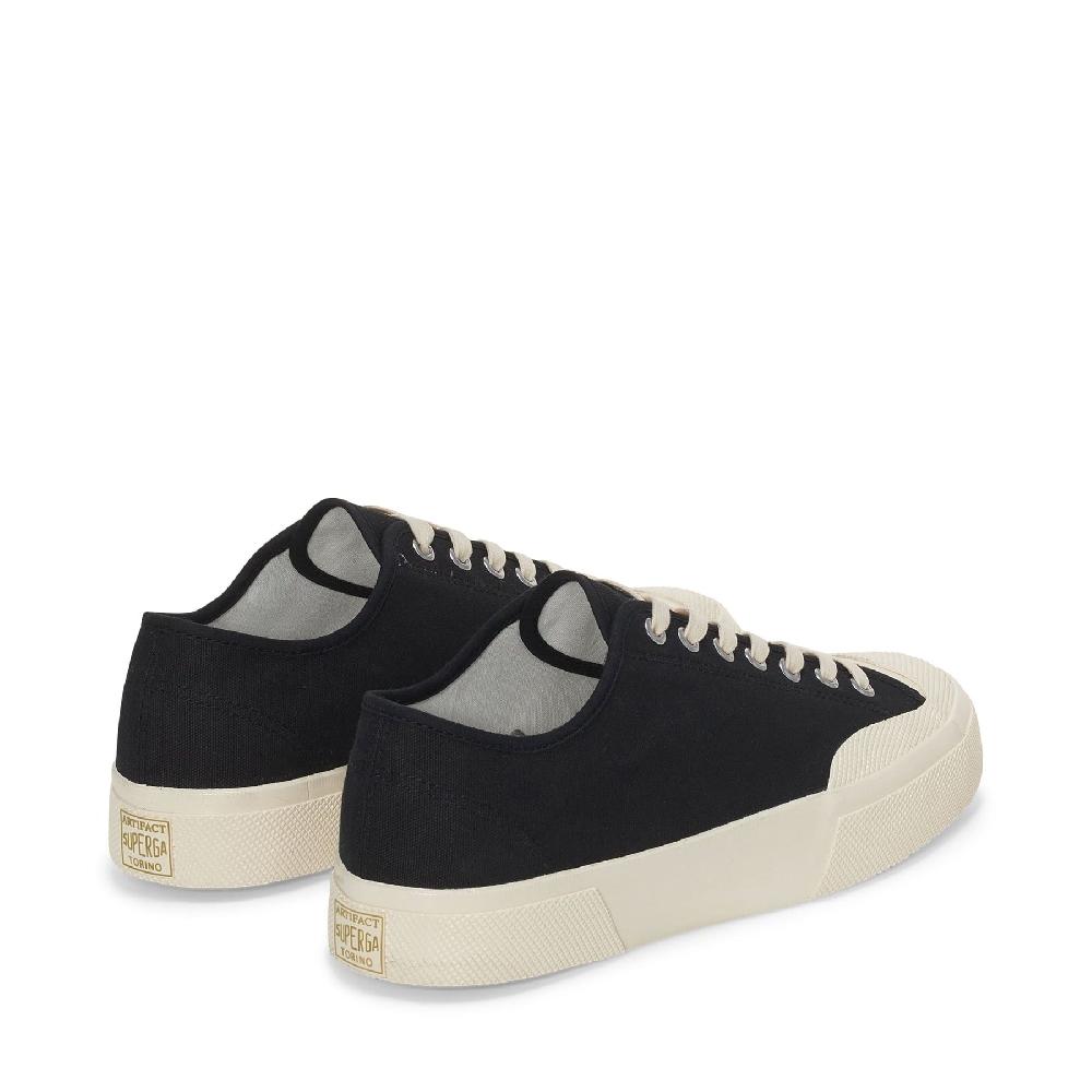 Superga 2432 WORKS LOW CUT COTTON CANVASBLACK-OFF WHITE Spedizione Gratuita