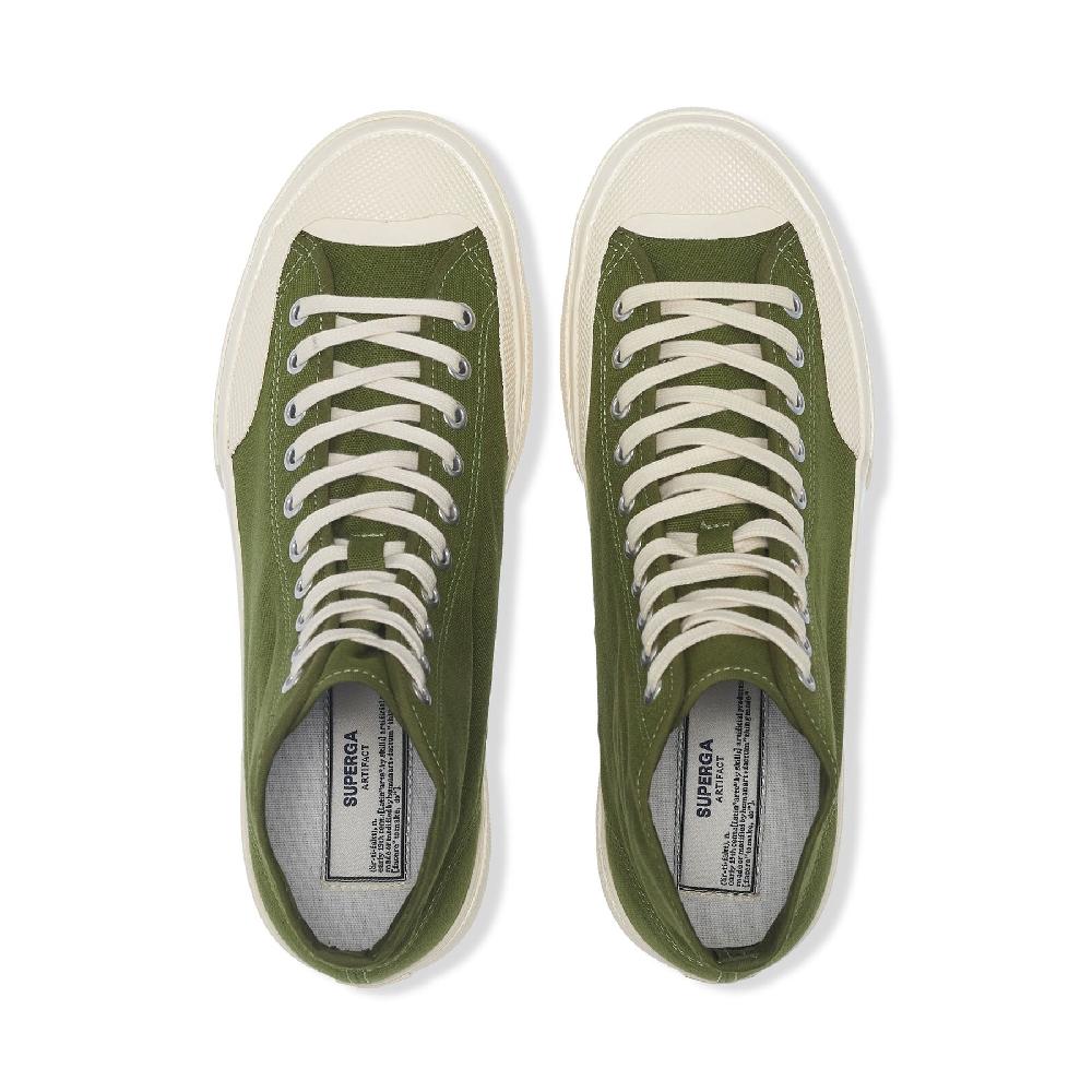 Superga 2433 WORKS HIGH CUT COTTON CANVASGREEN-OFF WHITE Soddisfazione Garantita