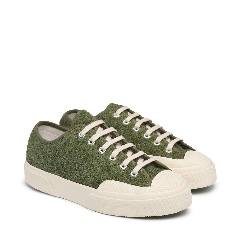 Superga 2432 WORKS HAIRY SUEDEMILITARY GREEN-OFF WHITE Negozi Online