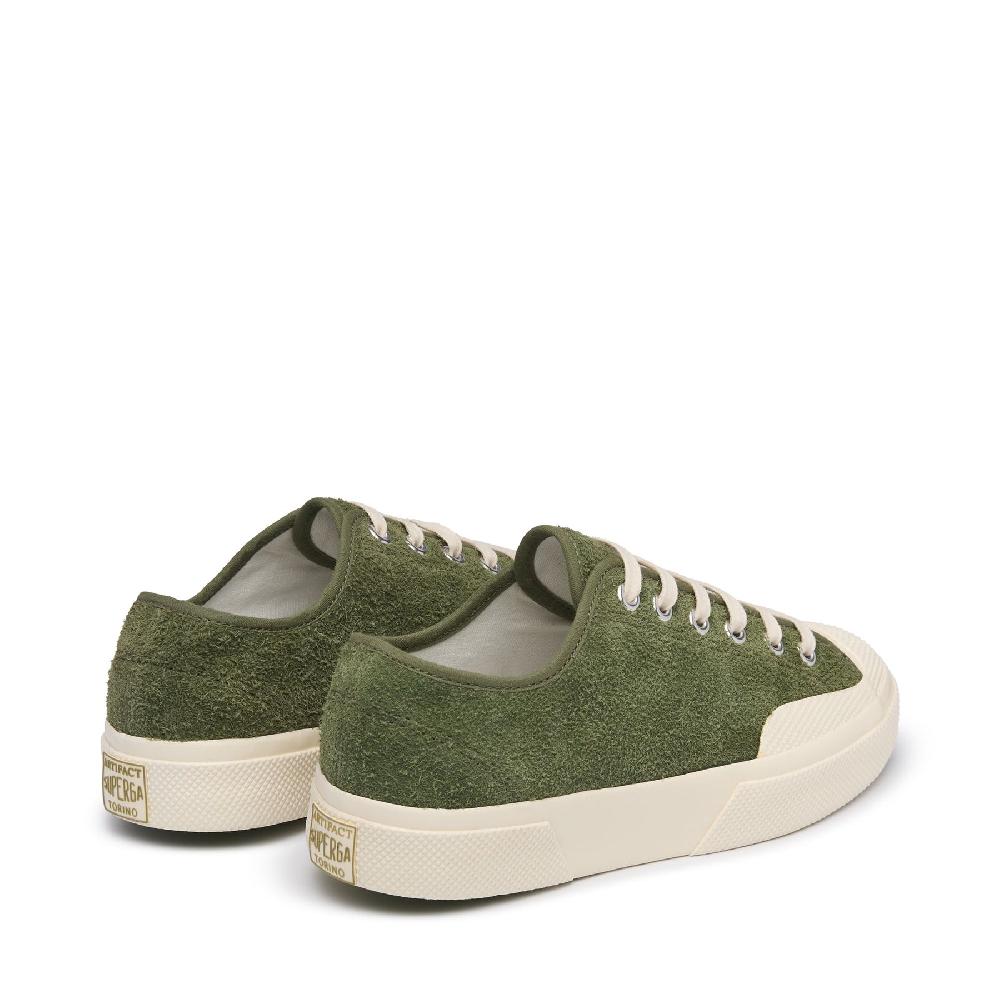 Superga 2432 WORKS HAIRY SUEDEMILITARY GREEN-OFF WHITE Negozi Online
