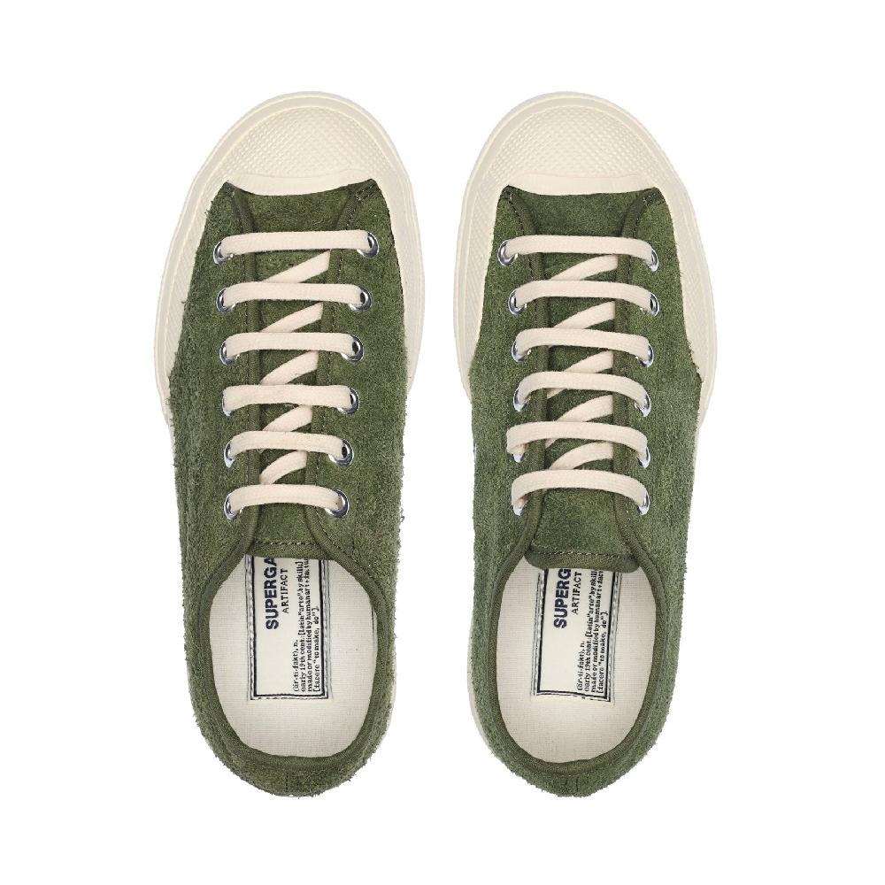 Superga 2432 WORKS HAIRY SUEDEMILITARY GREEN-OFF WHITE Negozi Online