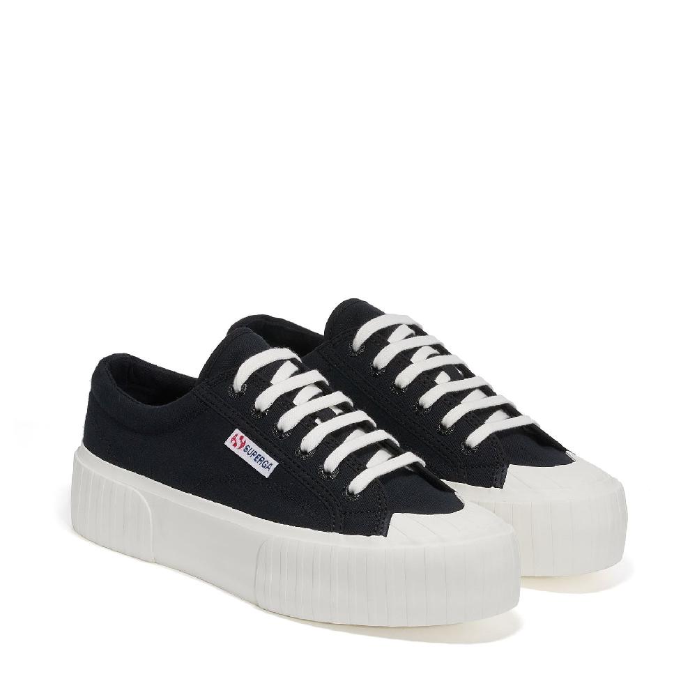 Superga 2631 STRIPE PLATFORMBLACK-WHITE AVORIO Moda