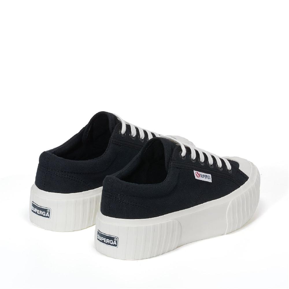 Superga 2631 STRIPE PLATFORMBLACK-WHITE AVORIO Moda