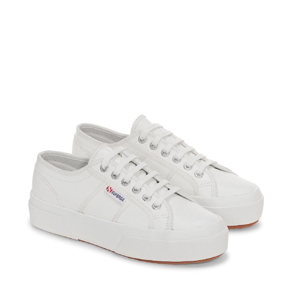 Superga 2740 PLATFORM TUMBLED LEATHERWHITE Promozione Limitata