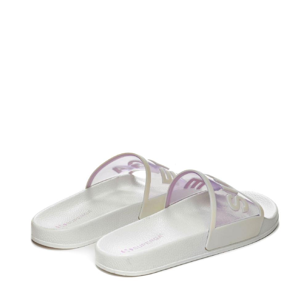 Superga 1908 SLIDES CLEAR IDENTITYWHITE AVORIO-VIOLET LILLA Convenienza