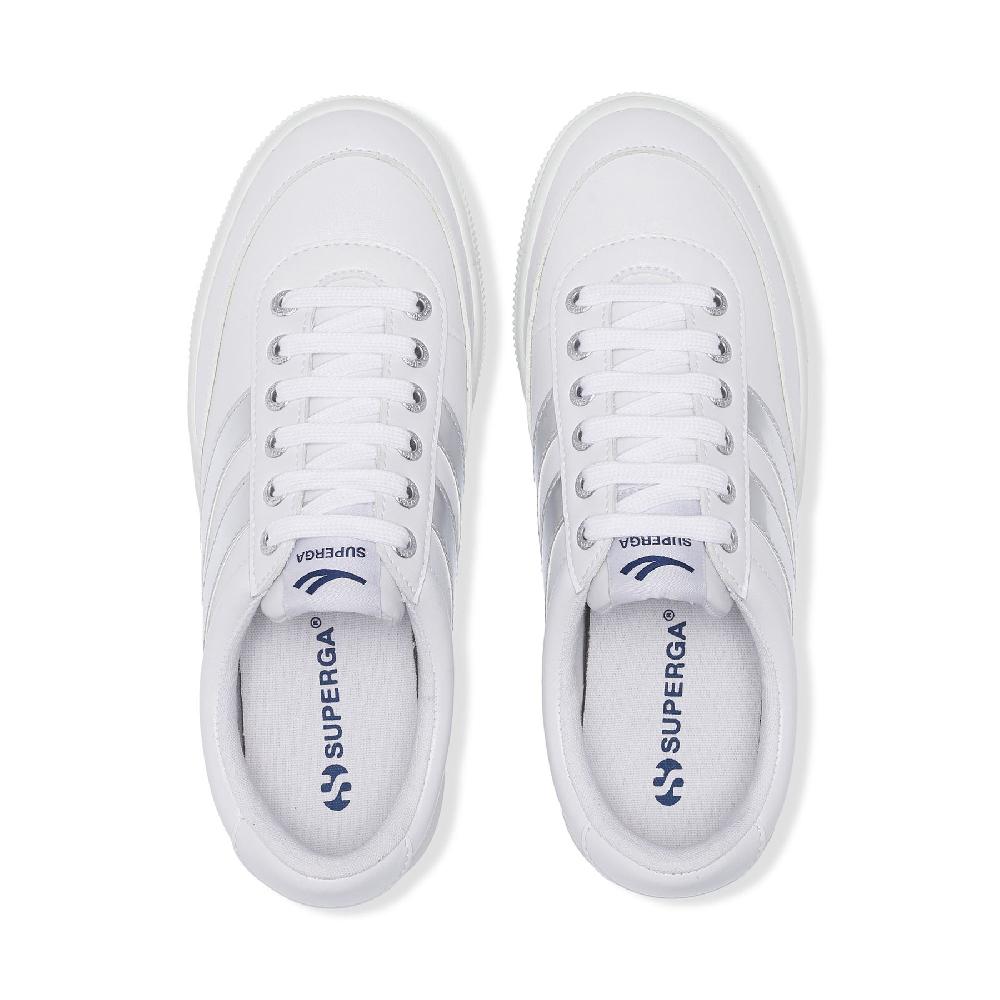 Superga 2740 PLATFORM BLOCKS MIRROR SYNTHETIC MATERIALWHITE-SILVER Spedizione Gratuita