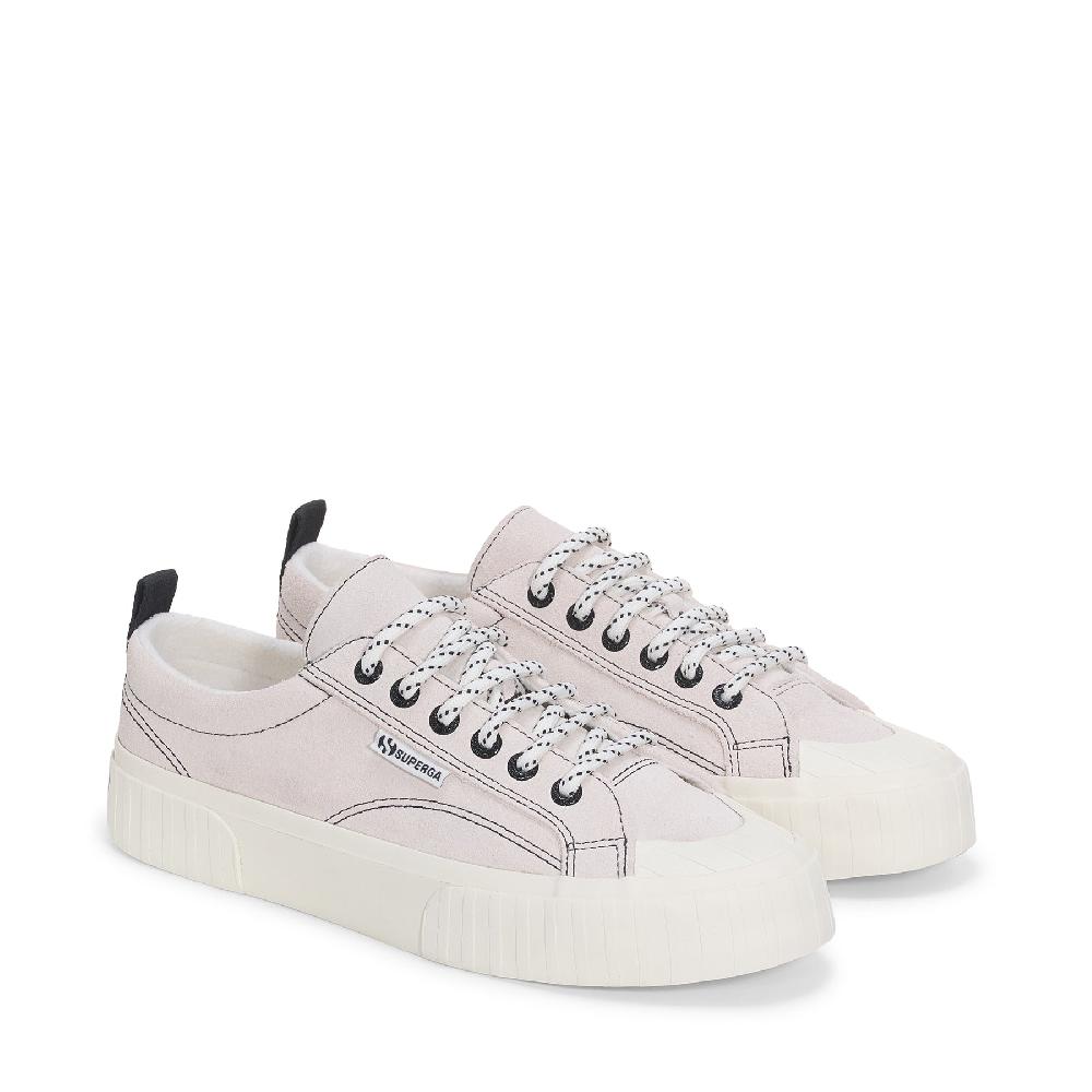 Superga 2630 STRIPE SUEDE CONTRAST STITCHINGWHITE AVORIO-BLACK-FAVORIO In Linea