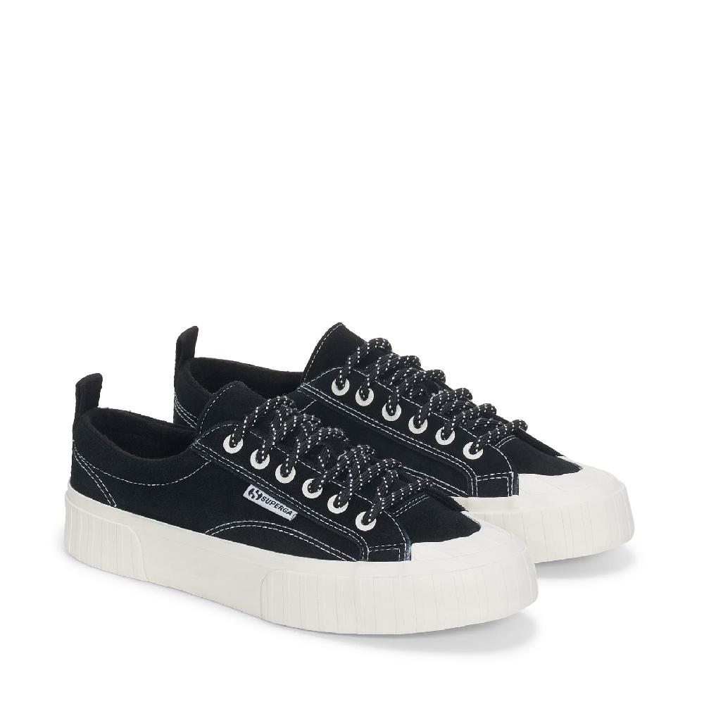 Superga 2630 STRIPE SUEDE CONTRAST STITCHINGBLACK-WHITE AVORIO-FAVORIO Nuovo