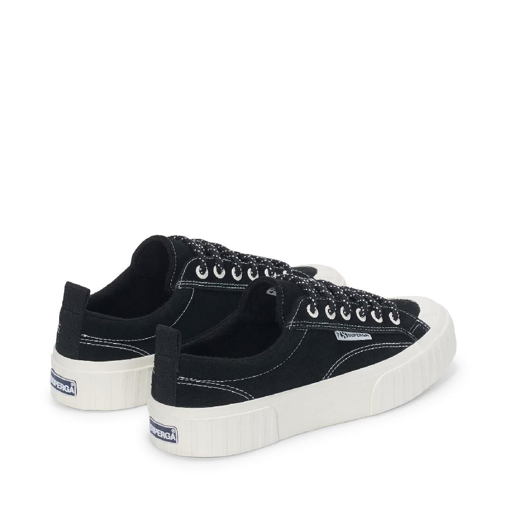 Superga 2630 STRIPE SUEDE CONTRAST STITCHINGBLACK-WHITE AVORIO-FAVORIO Nuovo