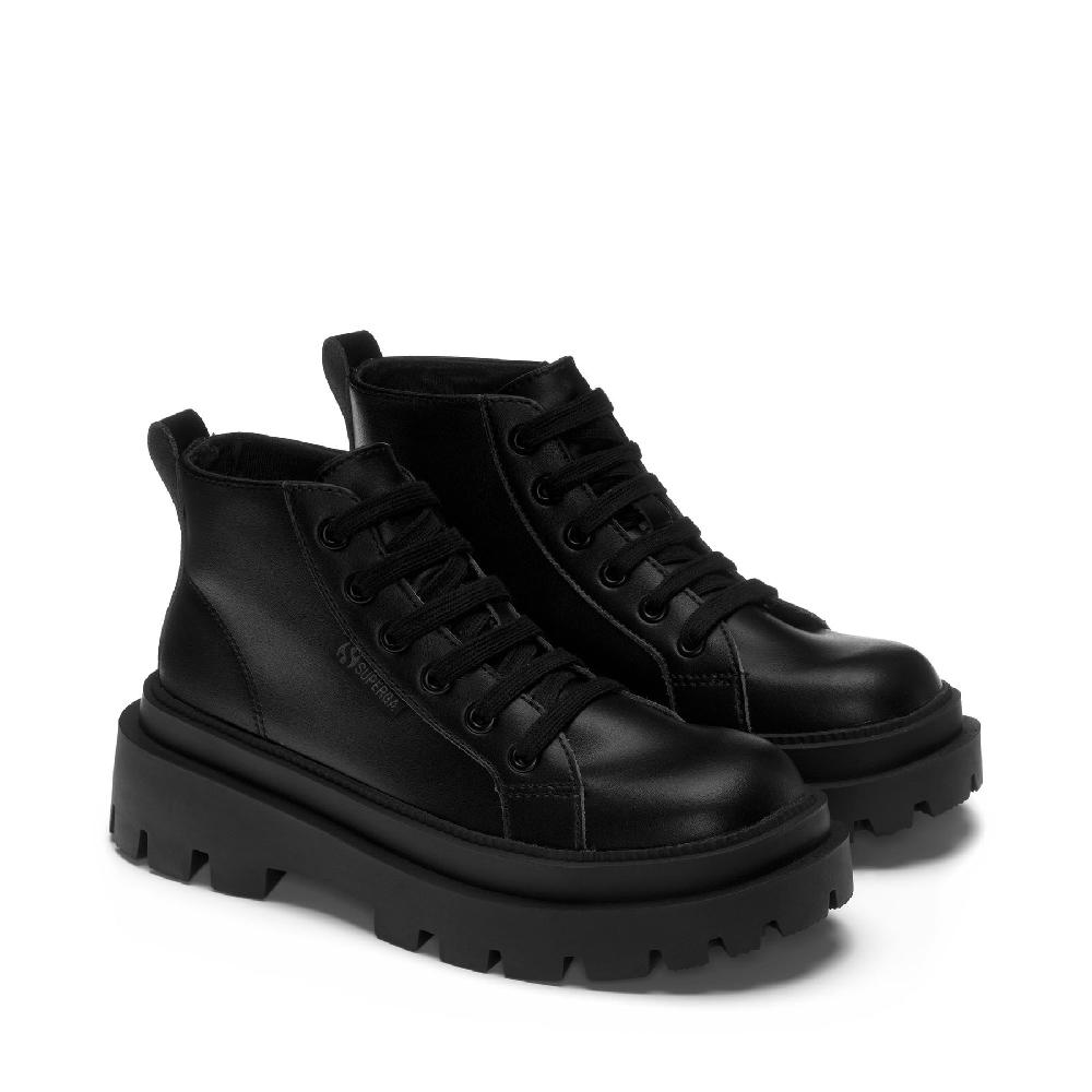 Superga 3052 ALPINA APEX MID VEGAN MATERIALTOTAL BLACK Spedizione Gratuita