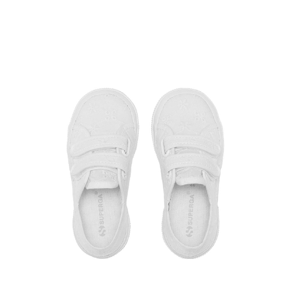 Superga 2750 KIDS STRAPS FLOWER SANGALLOTOTAL WHITE Sottocosto
