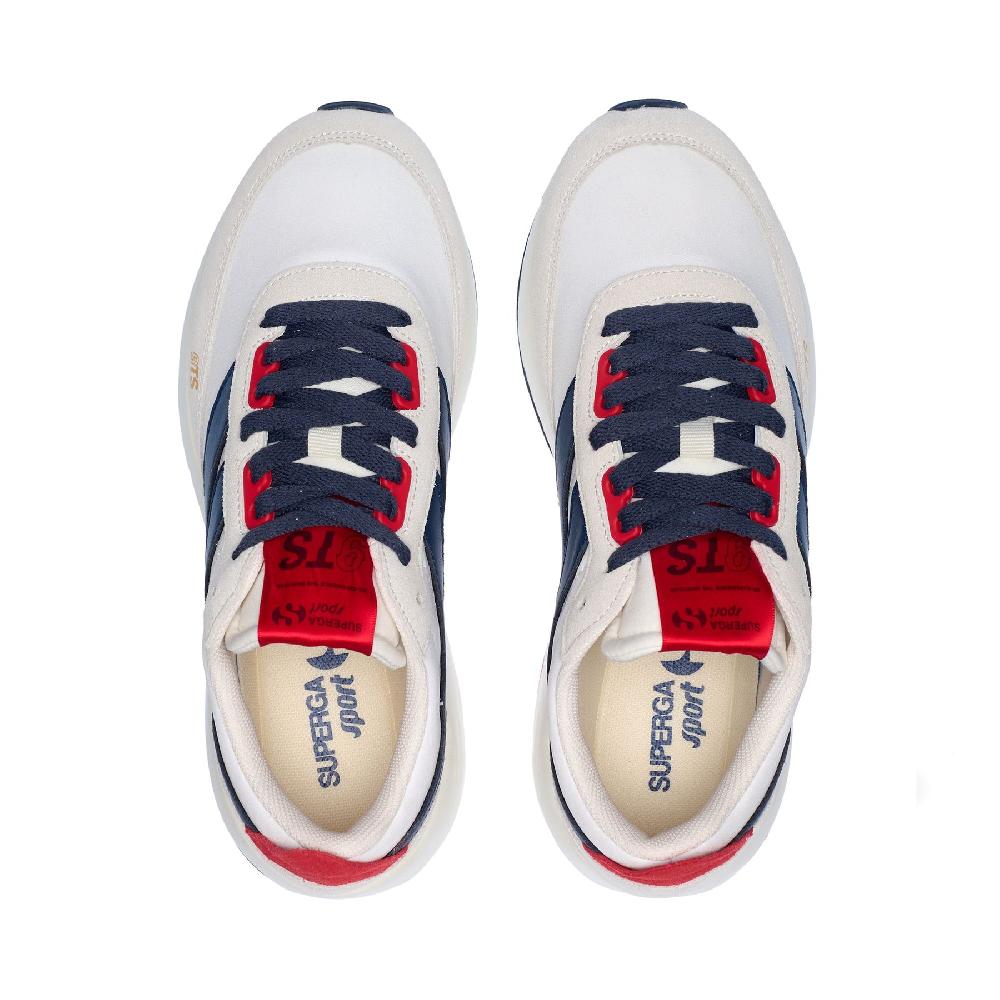 Superga 4089 TRAINING 9TS SLIMWHITE AVORIO-NAVY-RED Offerta Anniversario
