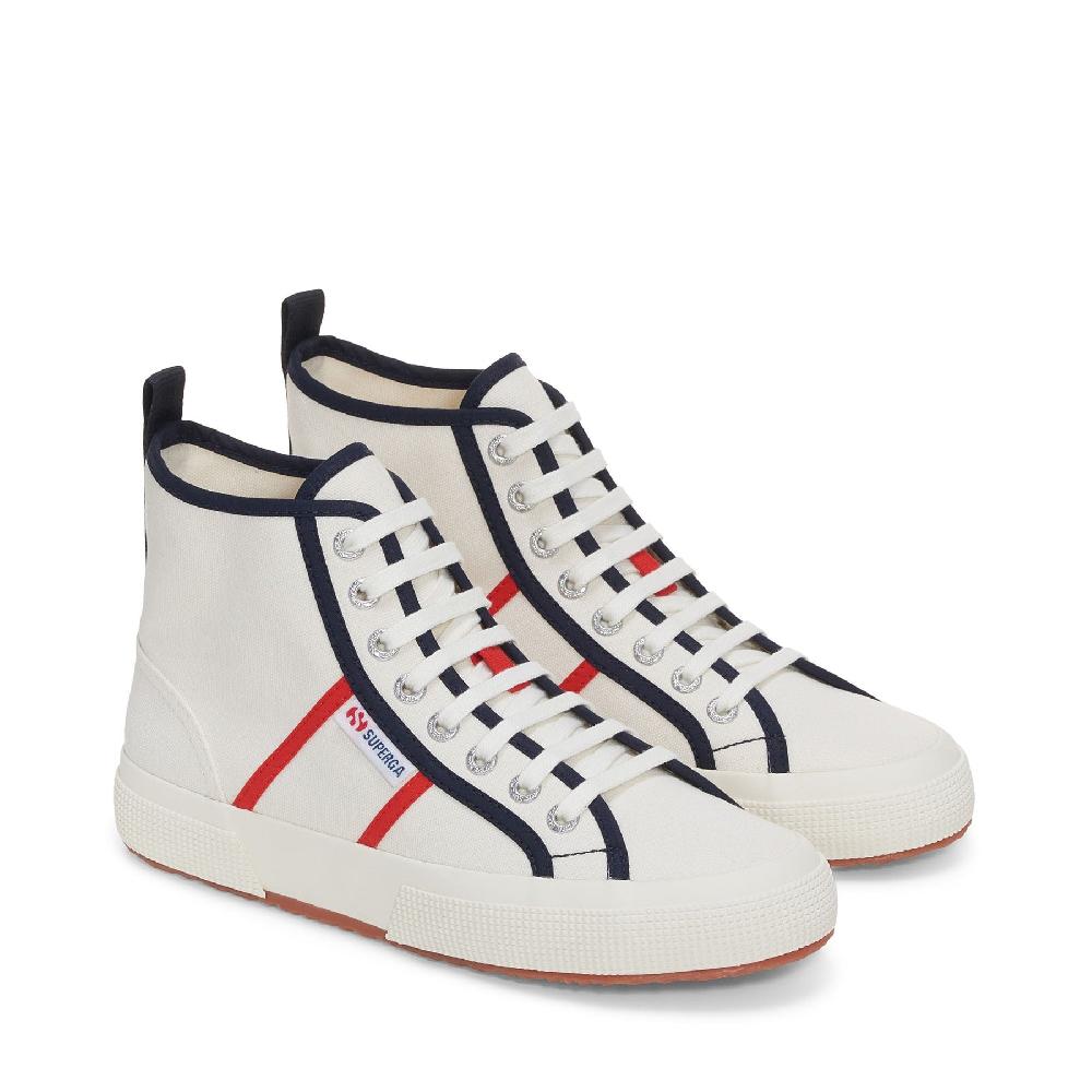 Superga 2750 MID COLORBLOCKINGWHITE AVORIO-BLUE NAVY-RED Latest fashion