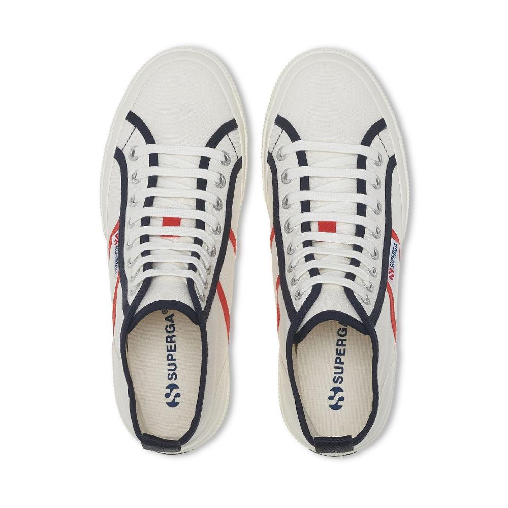 Superga 2750 MID COLORBLOCKINGWHITE AVORIO-BLUE NAVY-RED Latest fashion