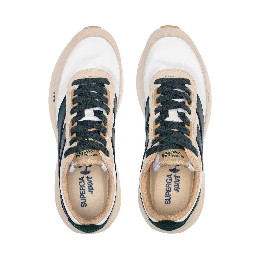 Superga 4089 TRAINING 9TS SLIMWHITE-BEIGE NATURAL-GREEN DK FOREST-BEIGE LT Duty-free