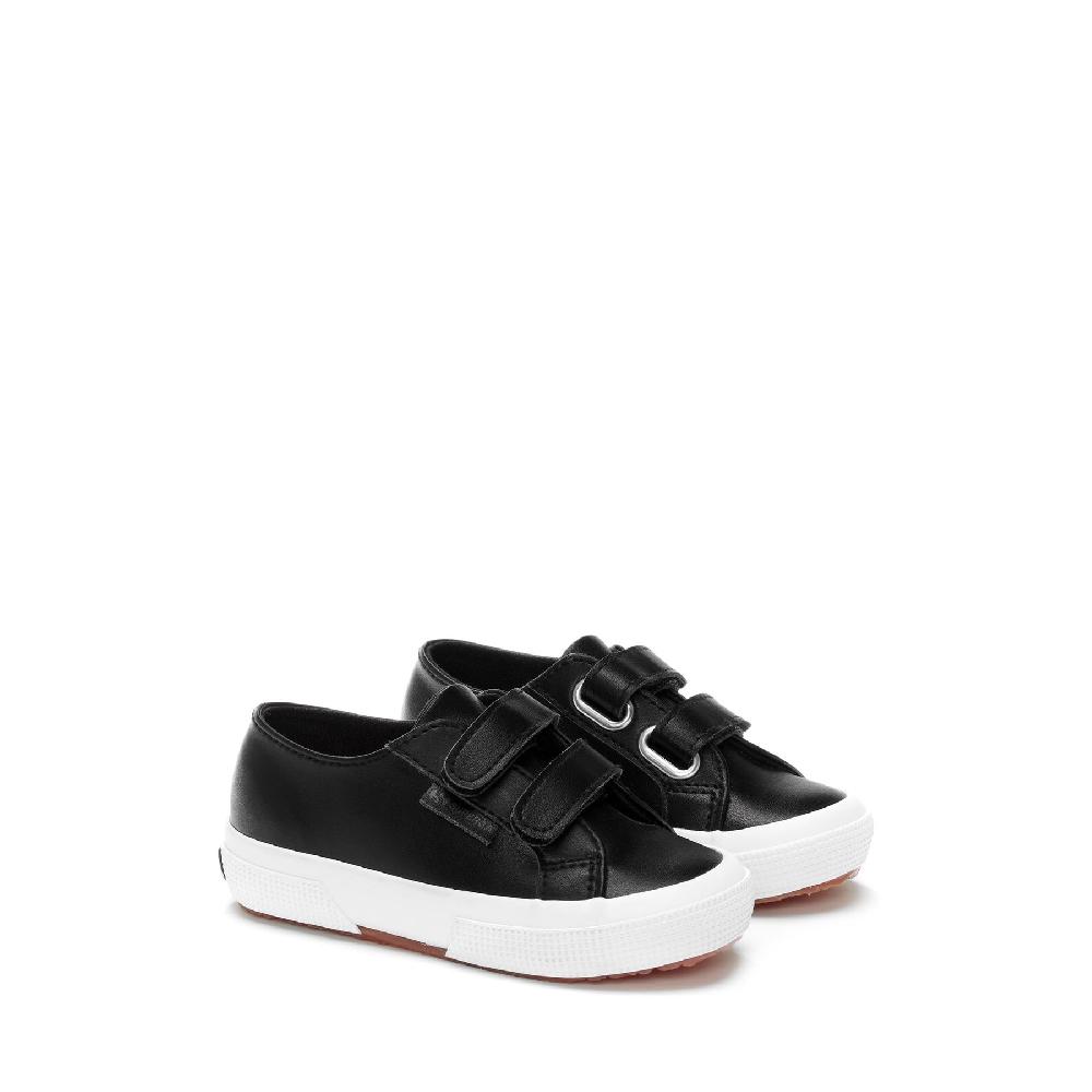 Superga 2750 KIDS STRAPS VEGAN MATERIALBLACK-WHITE Super sconto