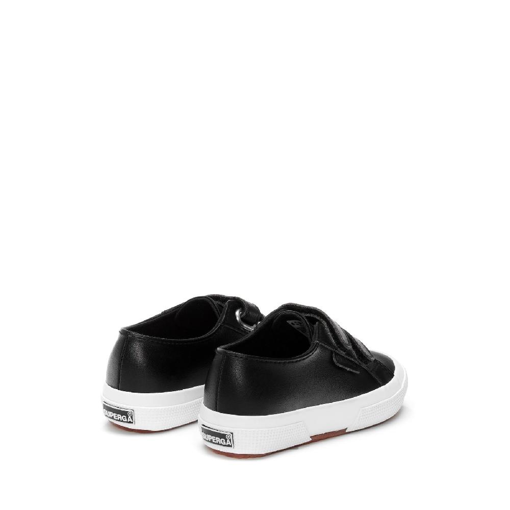 Superga 2750 KIDS STRAPS VEGAN MATERIALBLACK-WHITE Super sconto