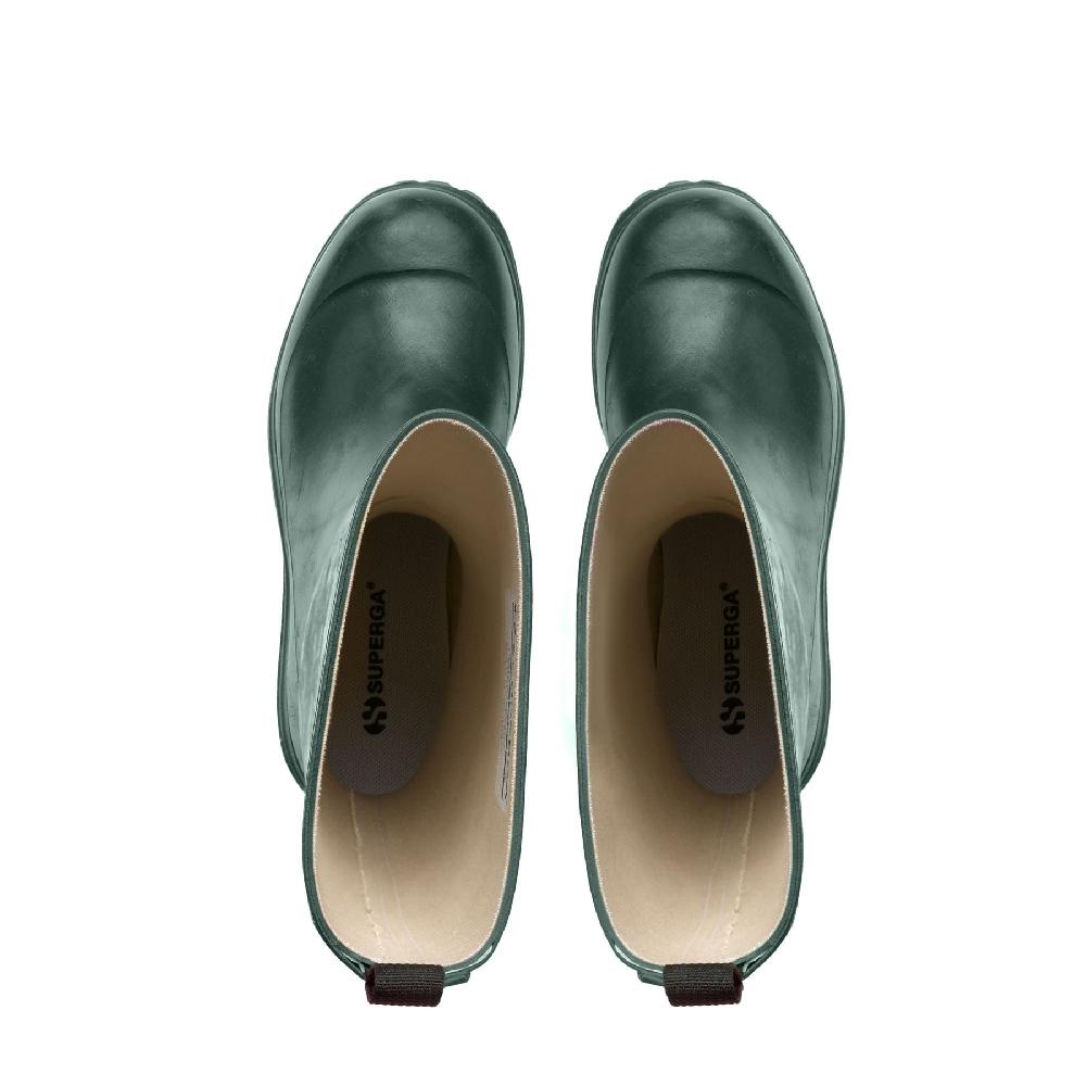 Superga 799 RUBBER BOOTS LETTERINGGREEN DK FOREST-OFF WHITE Trasporto libero internazionale