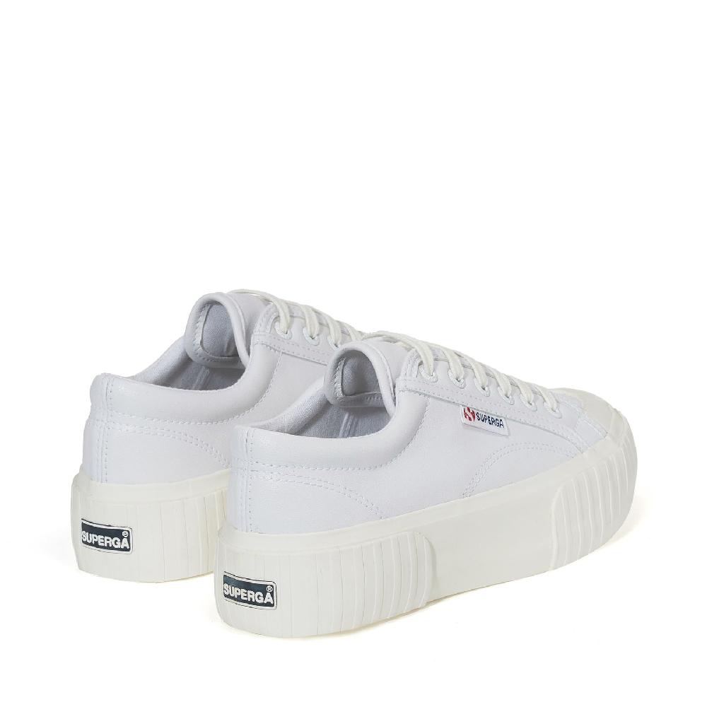 Superga 2631 STRIPE PLATFORM VEGAN MATERIALWHITE-WHITE AVORIO In Linea