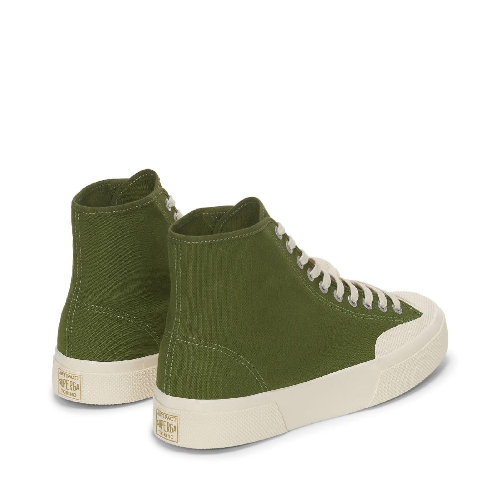 Superga 2433 WORKS HIGH CUT COTTON CANVASGREEN-OFF WHITE Vendite Flash