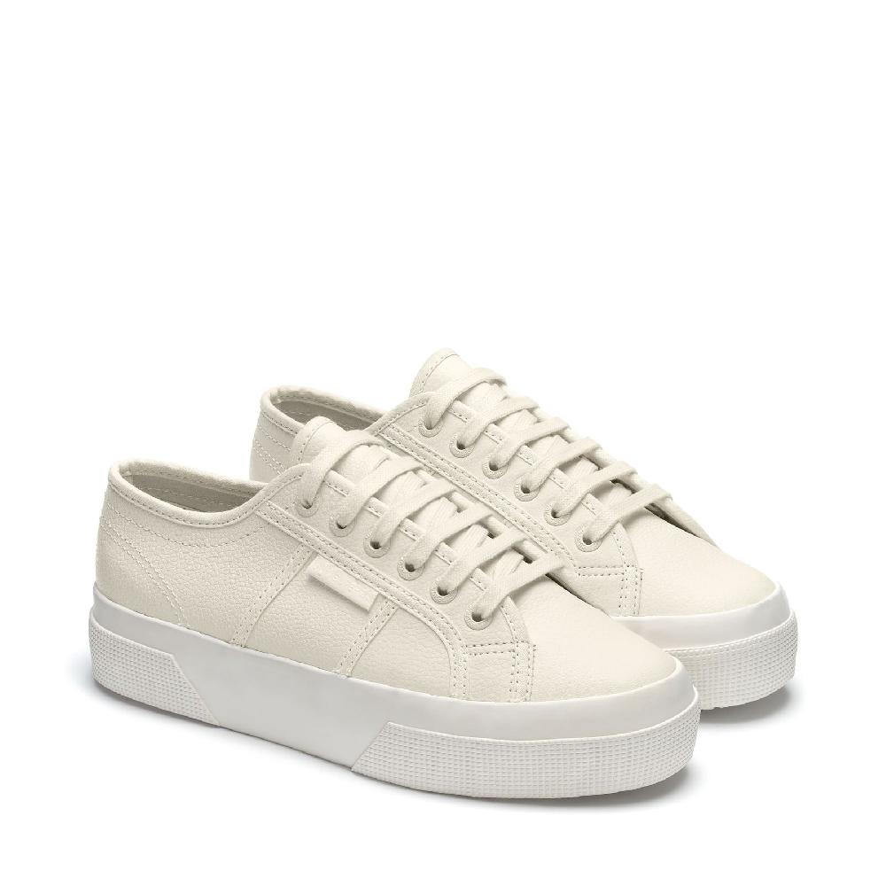 Superga 2740 PLATFORM TUMBLED LEATHERBEIGE NATURAL-FAVORIO Offerta speciale