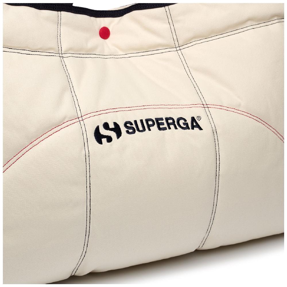 Superga MAXI PADDED WAXED CANVAS TOTE BAG COLORBLOCKWHITE AVORIO-NAVY-RED Grandi sconti
