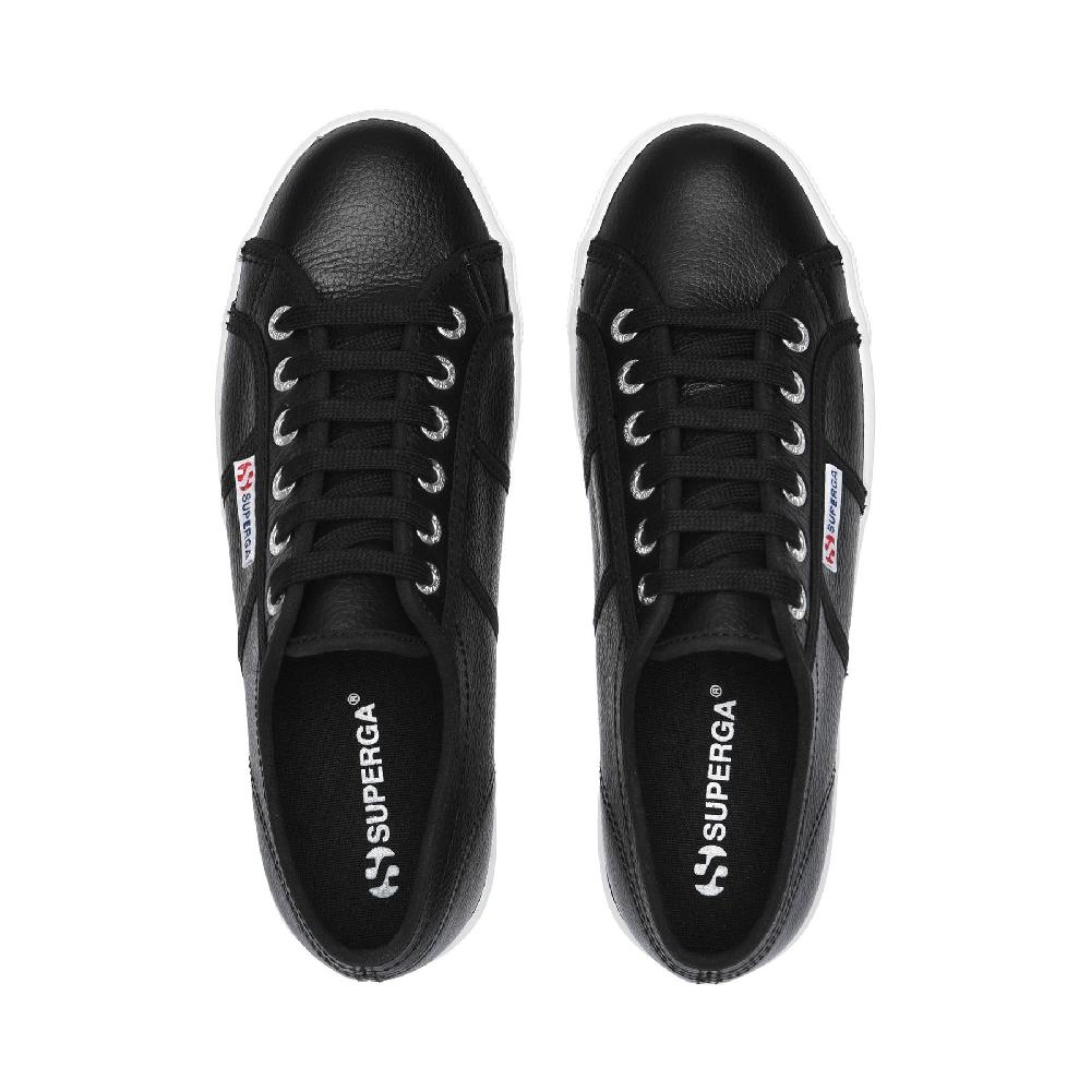 Superga 2790 TUMBLED LEATHERBLACK-WHITE In Linea